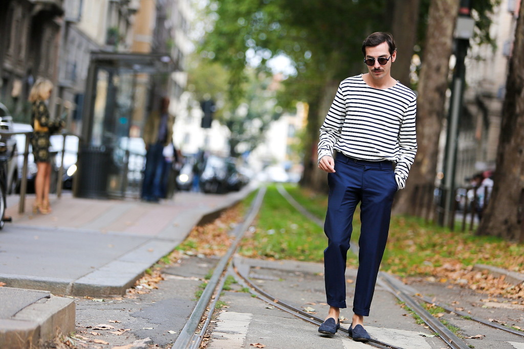 Milan fashion week 2015 day 4 striped navy streestyle
